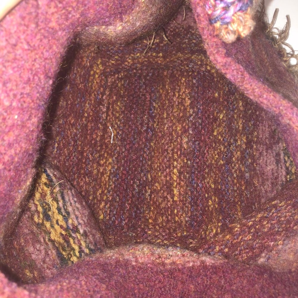 Vintage Handcrafted Wool Shoulder Bag | Shigra-Inspired Artisan Piece - Picture 11 of 14